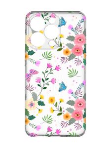 Прозорий чохол із захистом камери на iPhone 15 Pro Max :: Квітковий фон (принт 369)