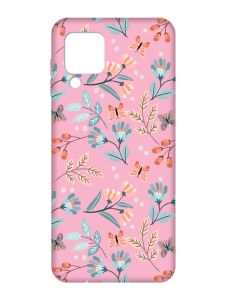 Матовий рожевий чохол на Samsung Galaxy M32/A22/M22 4G :: Квітковий фон (принт 370)