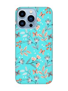 Матовий бірюзовий чохол на Apple iPhone 13 Pro Max :: Квітковий фон (принт 370)