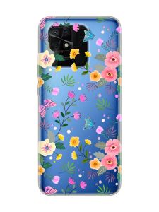 Прозорий чохол на Xiaomi Redmi 10C :: Квітковий фон (принт 369)