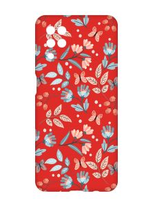 Матовий червоний чохол на Samsung Galaxy A12 :: Квітковий фон (принт 370)