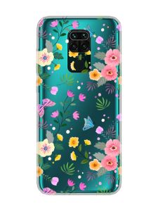 Прозорий чохол на Xiaomi Redmi Note 9 :: Квітковий фон (принт 369)