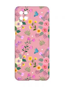 Матовий рожевий чохол на Samsung Galaxy A12 :: Квітковий фон (принт 369)