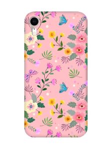 Матовий рожевий чохол на Apple iPhone XR :: Квітковий фон (принт 369)