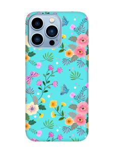 Матовий бірюзовий чохол на Apple iPhone 13 Pro Max :: Квітковий фон (принт 369)
