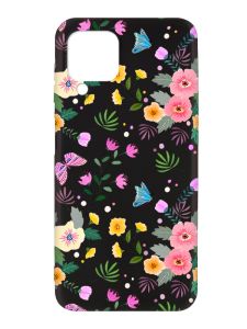 Матовий чорний чохол на Samsung Galaxy A12 :: Квітковий фон (принт 369)