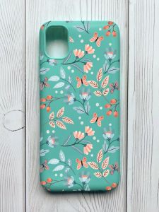 Матовий бірюзовий чохол на Samsung Galaxy A04E / A042 :: Квітковий фон (принт 370)