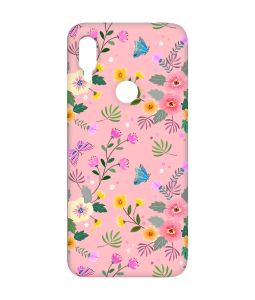 Матовий рожевий чохол на Xiaomi Redmi Note 7/7 Pro :: Квітковий фон /принт 369/