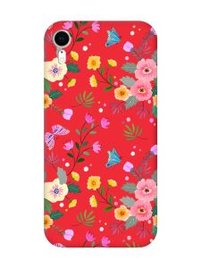 Матовий червоний чохол на Apple iPhone XR :: Квітковий фон (принт 369)