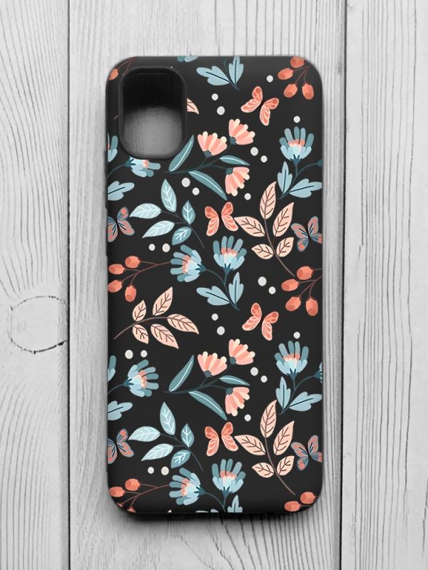 Матовий чорний чохол на Samsung Galaxy A04E/A042 :: Квітковий фон (принт 370)