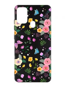 Матовий чорний чохол на Samsung Galaxy M30s/M21 :: Квітковий фон (принт 369)