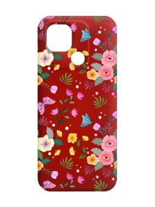 Матовий червоний чохол на Xiaomi Redmi 10C :: Квітковий фон (принт 369)