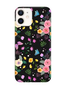 Матовий чорний чохол на Apple iPhone 12 / 12 Pro (6.1) :: Квітковий фон (принт 369)