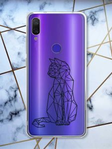 Прозорий чохол на Xiaomi Redmi Note 7/7 Pro Котик /принт 124/