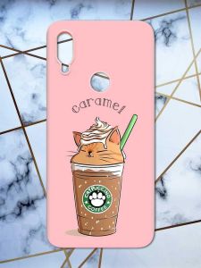 Матовий чохол з рожевими боками на Xiaomi Redmi Note 7/7 Pro :: Капучіно котик /принт 97/