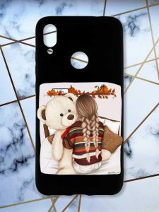 Матовий чохол з чорними боками на Xiaomi Redmi Note 7/7 Pro :: Дівчинка з ведмедиком /принт 117/