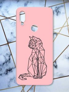 Матовий чохол з рожевими боками на Xiaomi Redmi Note 7/7 Pro :: Котик /принт 124/