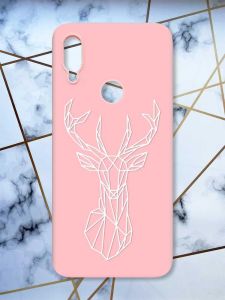 Матовий чохол з рожевими боками на Xiaomi Redmi Note 7/7 Pro :: Олень /принт 129/