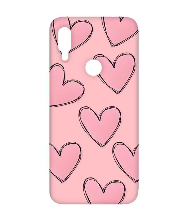 Матовий чохол з рожевими боками на Xiaomi Redmi Note 7/7 Pro :: Сердечка рожеві /принт 78/