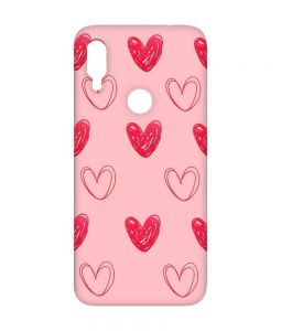Матовий чохол з рожевими боками на Xiaomi Redmi Note 7/7 Pro :: Сердечка червоні /принт 77/