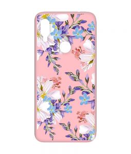 Матовий чохол з рожевими боками на Xiaomi Redmi Note 7/7 Pro :: Квітковий малюнок /принт 272/