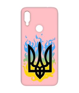 Матовий чохол з рожевими боками на Xiaomi Redmi Note 7/7 Pro :: Тризуб Полум'я /принт 257/