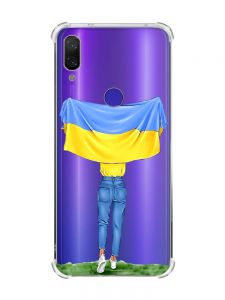 Чохол з потовщеними кутами на Xiaomi Redmi Note 7/7 Pro :: Дівчина з прапором /принт 263/