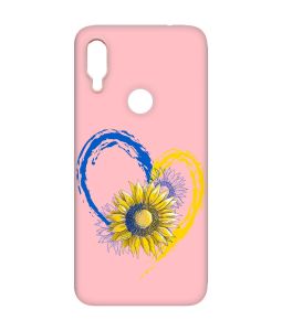 Матовий чохол з рожевими боками на Xiaomi Redmi Note 7/7 Pro :: Серце з соняхом. Україна /принт 260/