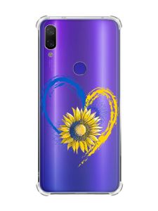 Чохол з потовщеними кутами на Xiaomi Redmi Note 7/7 Pro :: Серце з соняхом. Україна /принт 260/