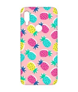 Матовий чохол з рожевими боками на Xiaomi Redmi Note 7/7 Pro :: Різнокольорові ананаси /принт 346/