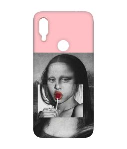 Матовий рожевий чохол на Xiaomi Redmi Note 7/7 Pro :: Сучасна Мона Ліза /принт 351/