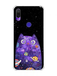 Чохол з потовщеними кутами на Xiaomi Redmi Note 7/7 Pro :: Фіолетова кішка /принт 361/