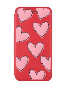 Чохол-книжка з малюнком на Xiaomi Redmi Note 7/7 Pro :: Червоний :: Сердечка рожеві /принт 78/