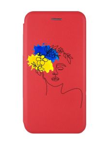 Чохол-книжка з малюнком на Xiaomi Redmi Note 7/7 Pro :: Червоний :: Українка Арт /принт 3/