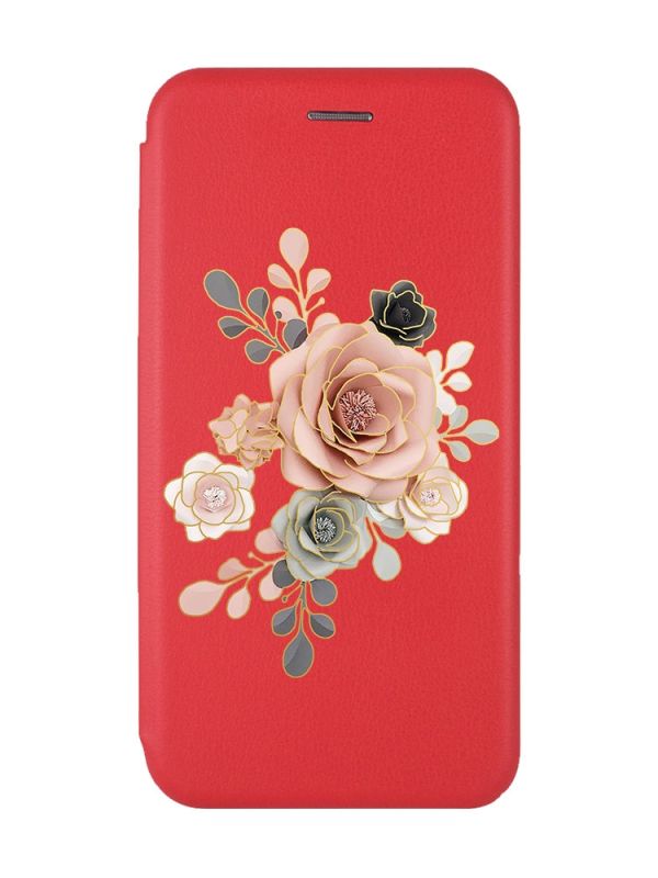 Чохол-книжка з малюнком на Xiaomi Redmi Note 7/7 Pro :: Червоний :: Троянди /принт 275/