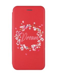 Чохол-книжка з малюнком на Xiaomi Redmi Note 7/7 Pro :: Червоний :: Віночок з сакури /принт 284/