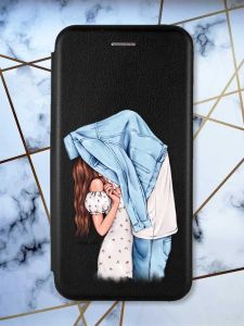 Чохол-книжка з малюнком на Xiaomi Redmi Note 7/7 Pro :: Чорний :: Поцілунок /принт 33/