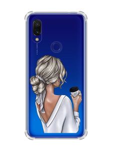 Чохол з потовщеними кутами на Xiaomi Redmi 7 :: Дівчина з латте /принт 227/