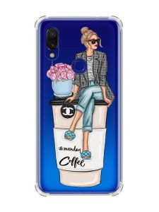 Чохол з потовщеними кутами на Xiaomi Redmi 7 :: Дівчина на каві /принт 228/