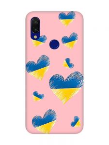 Матовий чохол з рожевими боками на Xiaomi Redmi 7 :: Сердечка. Україна /принт 258/