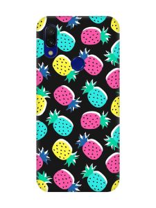 Матовий чохол з чорними боками на Xiaomi Redmi 7 :: Різнокольорові ананаси /принт 346/