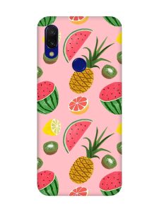 Матовий чохол з рожевими боками на Xiaomi Redmi 7 :: Фруктовий мікс /принт 347/