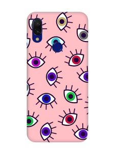Матовий чохол з рожевими боками на Xiaomi Redmi 7 :: Різнокольорові очі /принт 336/