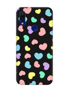 Матовий чохол з чорними боками на Xiaomi Redmi 7 :: Різнокольорові сердечка /принт 335/