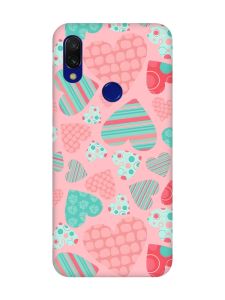 Матовий чохол з рожевими боками на Xiaomi Redmi 7 :: Різнокольорові сердечка /принт 334/