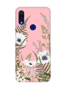 Матовий рожевий чохол на Xiaomi Redmi 7 :: Квіти польові /принт 363/