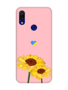 Матовий рожевий чохол на Xiaomi Redmi 7 :: Жовті квіти /принт 364/