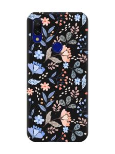 Матовий чорний чохол на Xiaomi Redmi 7 :: Квітковий фон /принт 371/