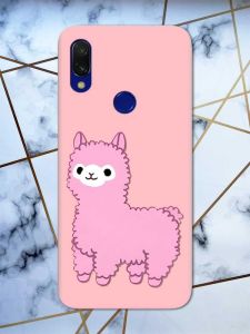 Матовий чохол з рожевими боками на Xiaomi Redmi 7 :: Лама рожева /принт 100/