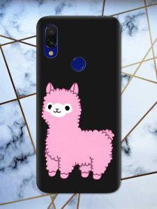 Матовий чохол з чорними боками на Xiaomi Redmi 7 :: Лама рожева /принт 100/